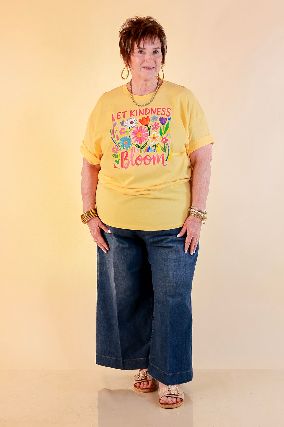 Rooted in Kindness "Let Kindness Bloom" Short Sleeve Graphic Tee in Butter Yellow