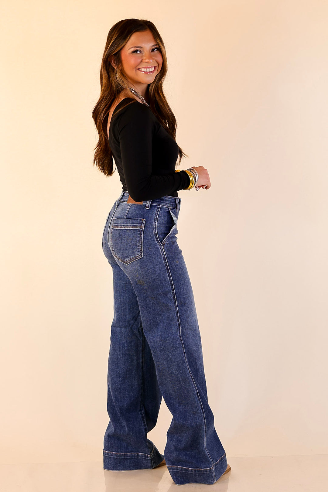 Judy Blue | Tailored Moves Retro Wide Leg Trouser Jean in Dark Wash