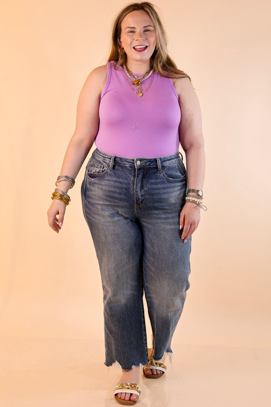 Sunshine State of Mind Tank Top Bodysuit in Lavender Purple