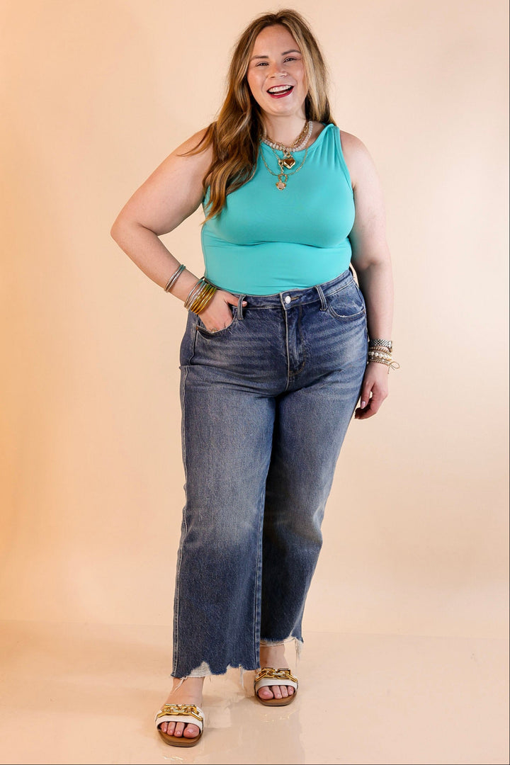 Sunshine State of Mind Tank Top Bodysuit in Turquoise Blue