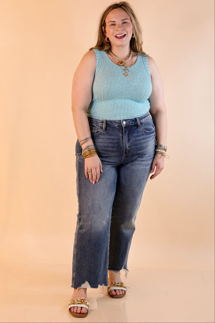 Summer Essential Cropped Sleeveless Top in Light Teal Blue