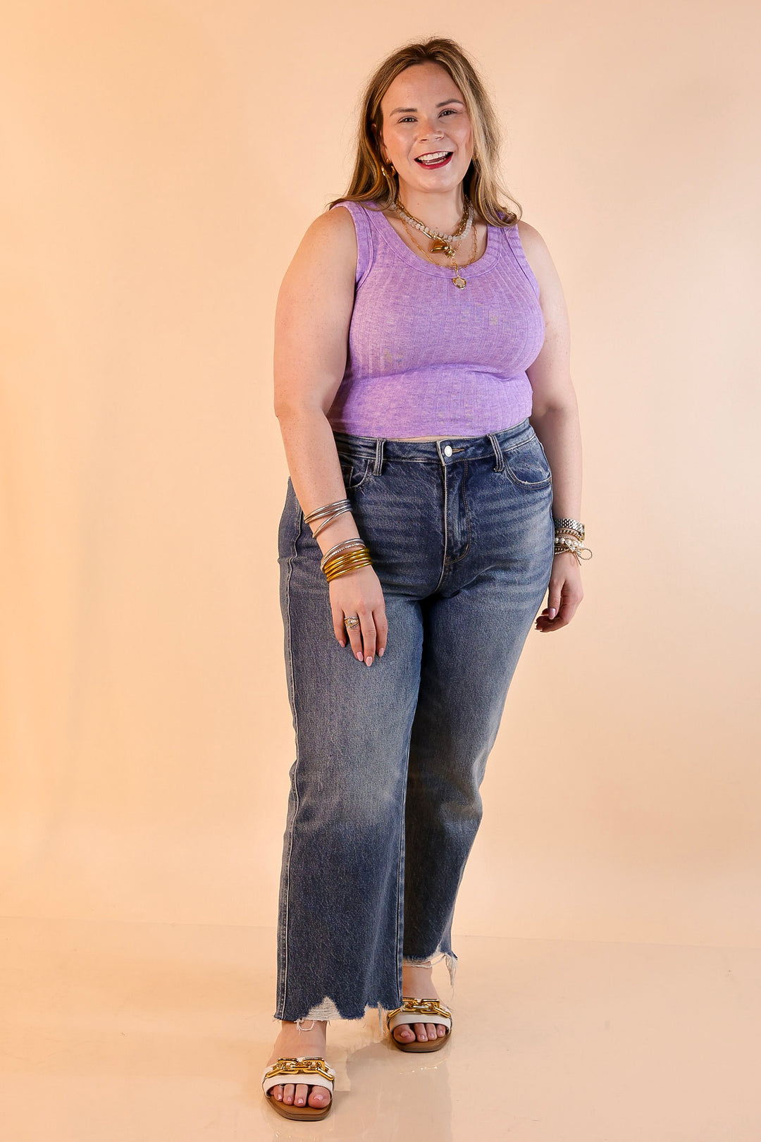 Summer Essential Cropped Sleeveless Top in Lavender Purple