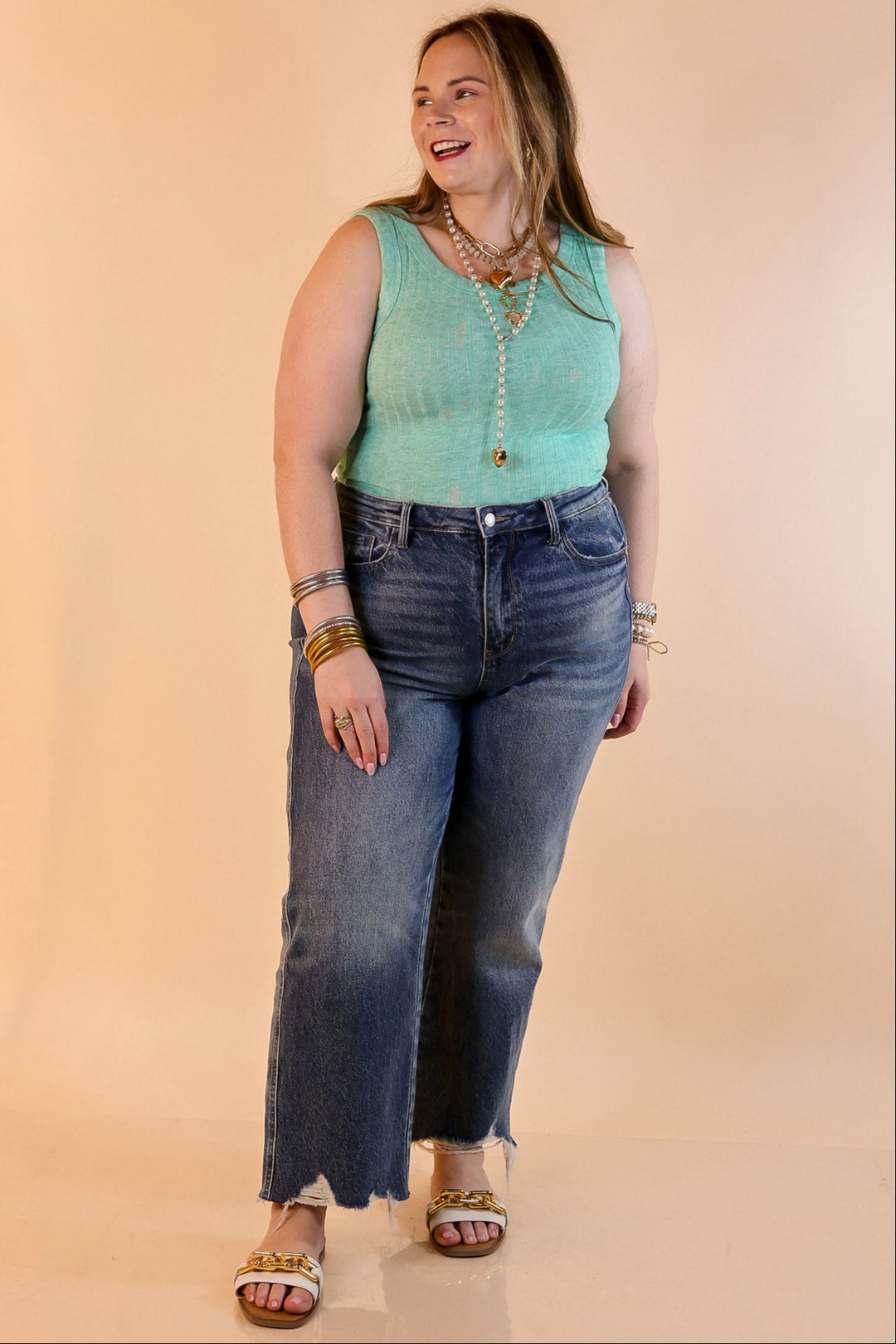 Summer Essential Cropped Sleeveless Top in Mint Green