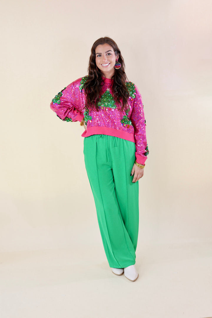 Bossy Business Drawstring Trouser Pants with Pockets in Green - Giddy Up Glamour Boutique