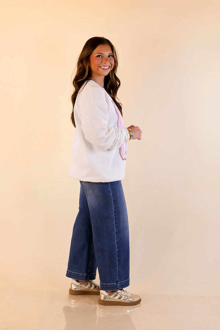 Simply Southern | A Tini Bit Merry Martini Christmas Graphic Crewneck Sweatshirt in White