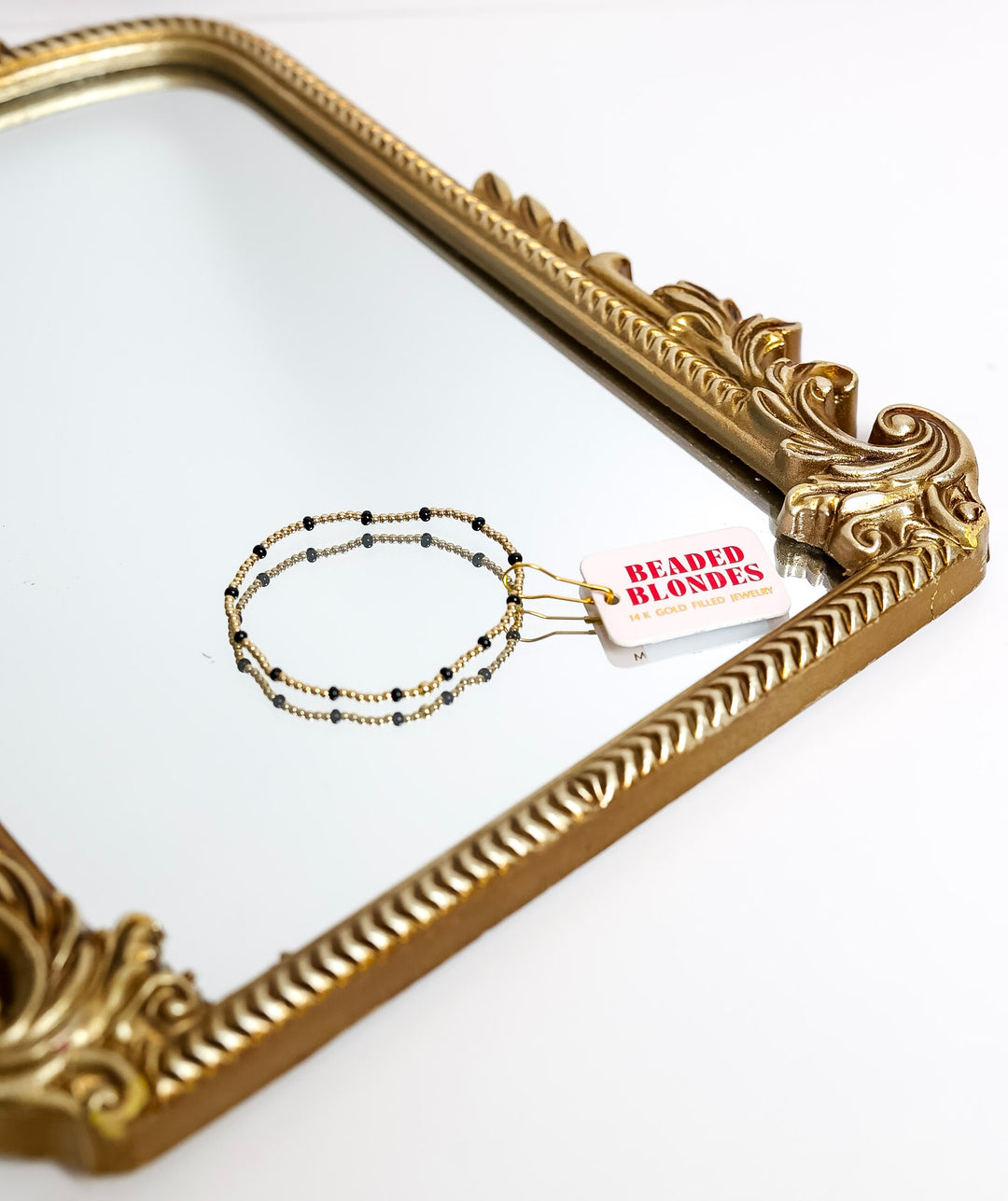 Beaded Blondes | Black Dainty Poppi Bracelet in Gold