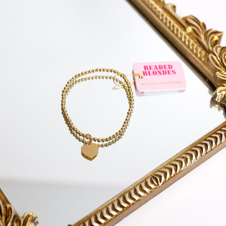 Beaded Blondes | Gold Heart Locket Charm Bracelet