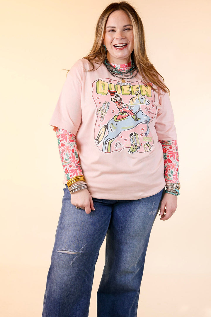 XOXO Art & Co | Rodeo Queen Short Sleeve Graphic Tee in Faded Pink