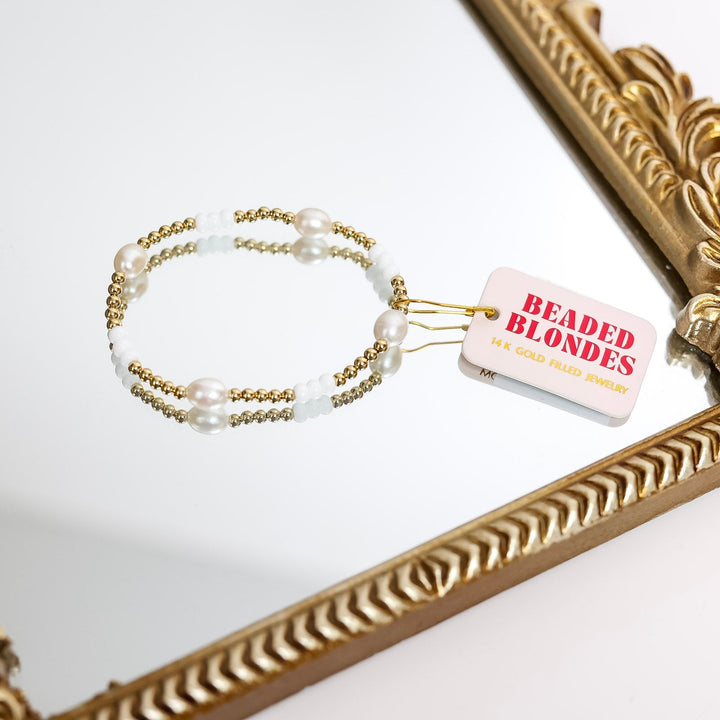 Beaded Blondes | White Pearl Poppi Bracelet