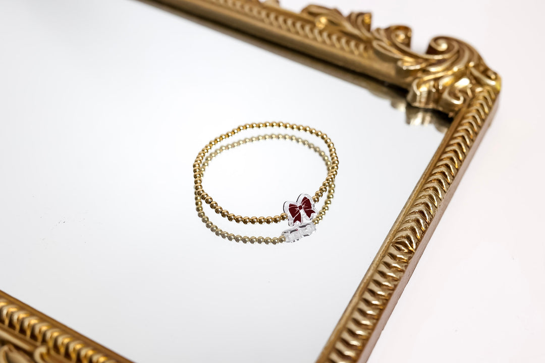 Beaded Blondes | Maroon & White Gameday Bow Bracelet