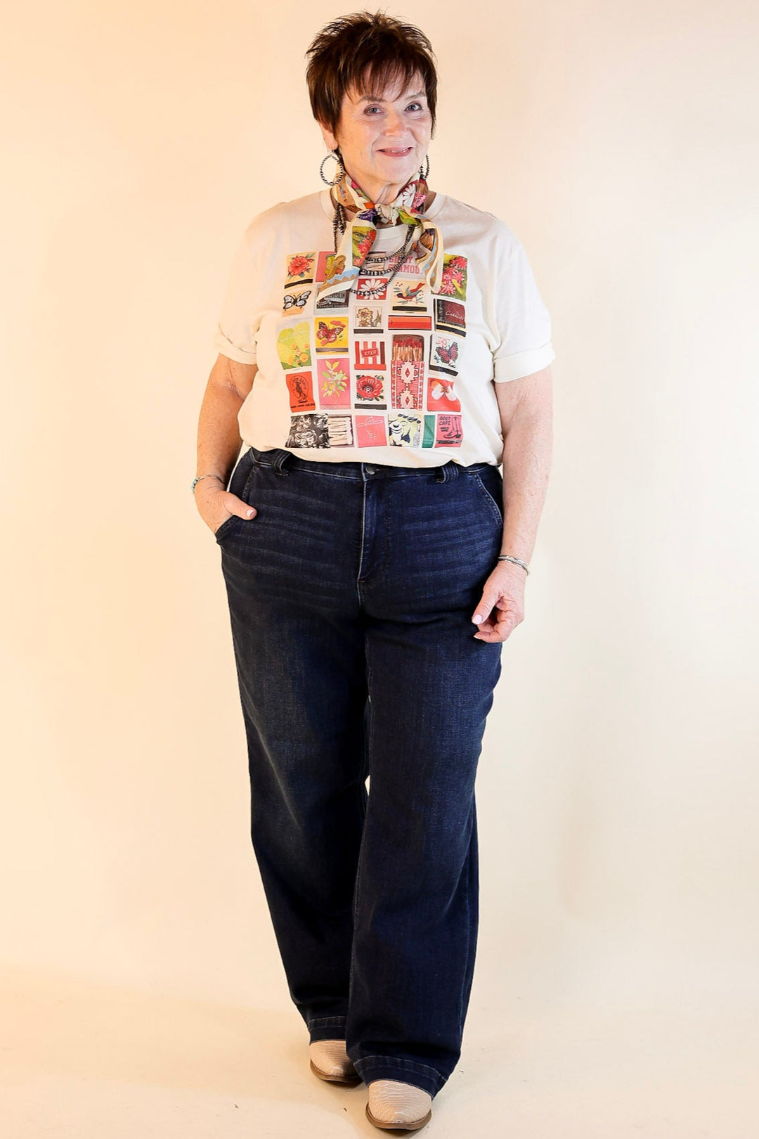 XOXO Art & Co | Matchbooks Short Sleeve Graphic Tee in Natural Cream