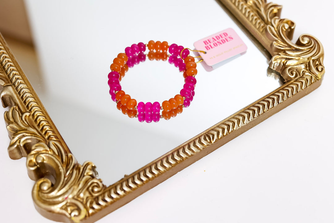 Beaded Blondes | Magenta and Orange Colorblock Gemstone Bracelet