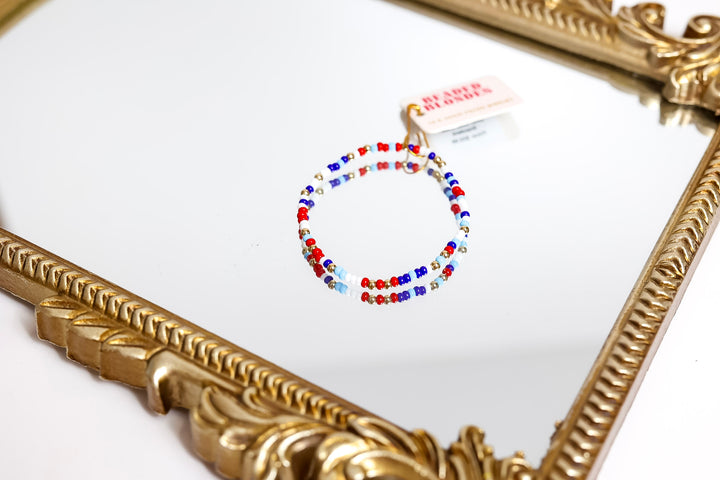 Beaded Blondes | Red, White & Blues Sprinkle Stretchy Bracelet