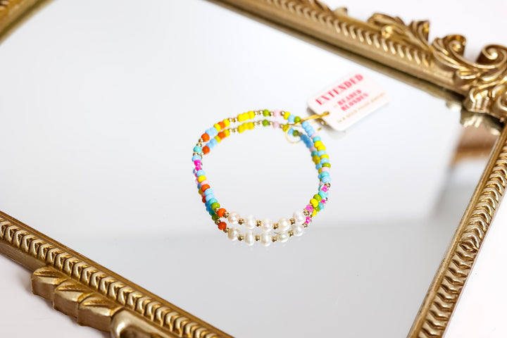 Beaded Blondes | Tatum Multicolor Sprinkle Bracelet with Pearl Accents