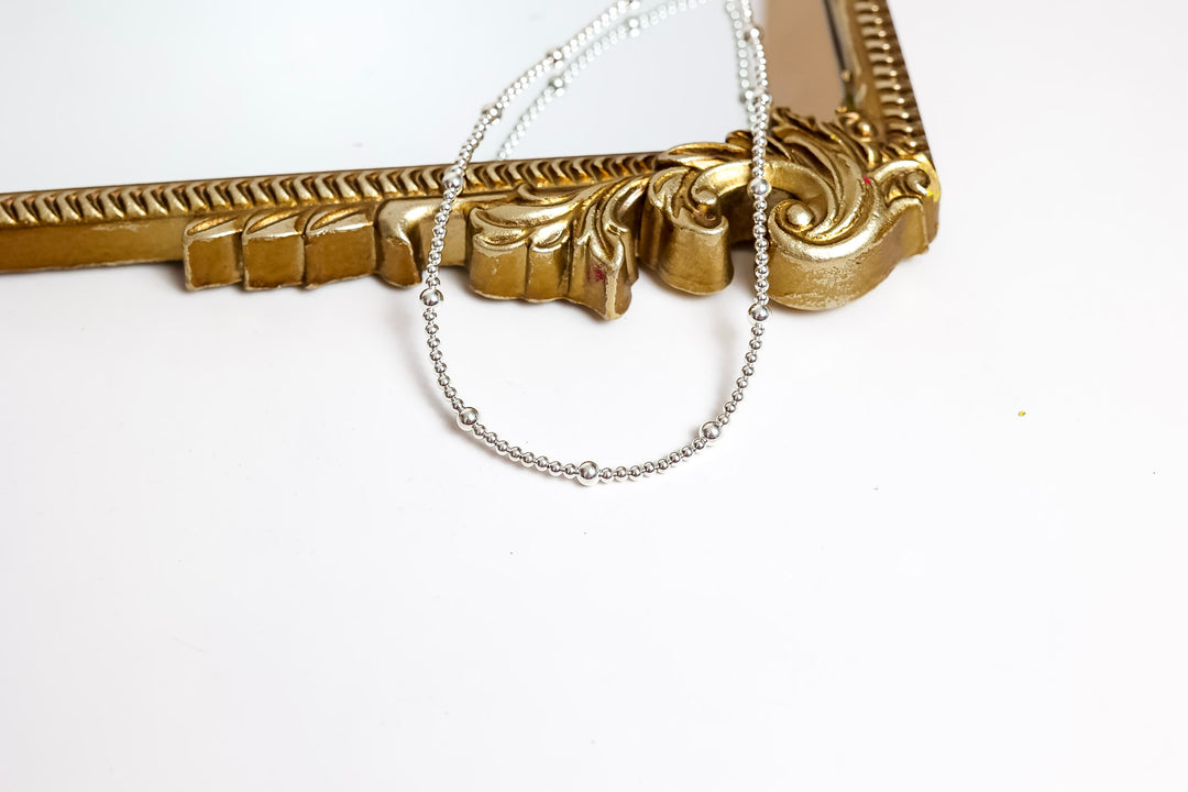 Beaded Blondes | Olive Silver Beaded Necklace