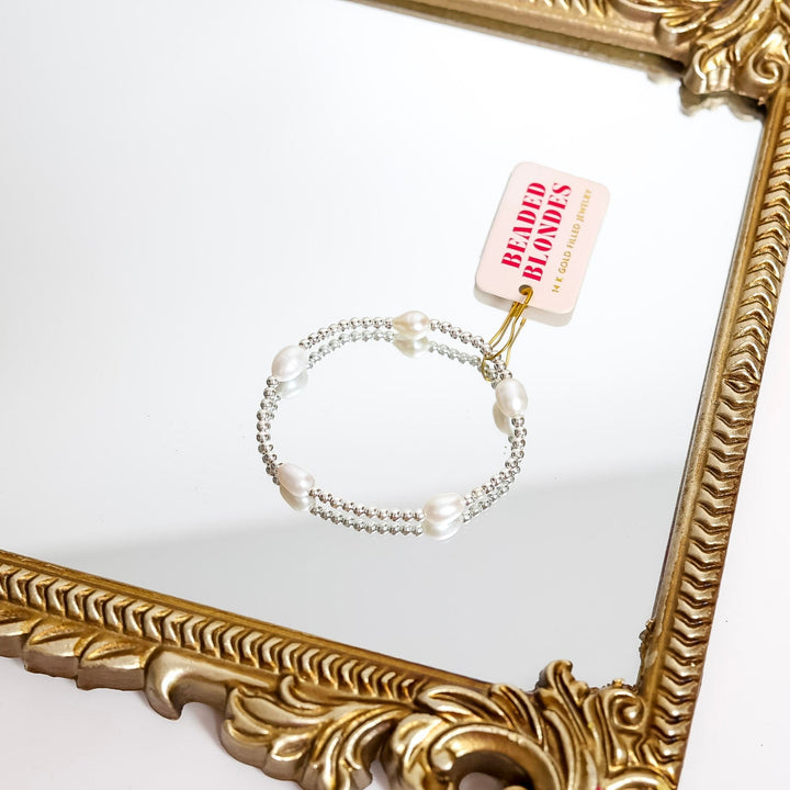 Beaded Blondes | Poppi Pearl Bracelet in Silver