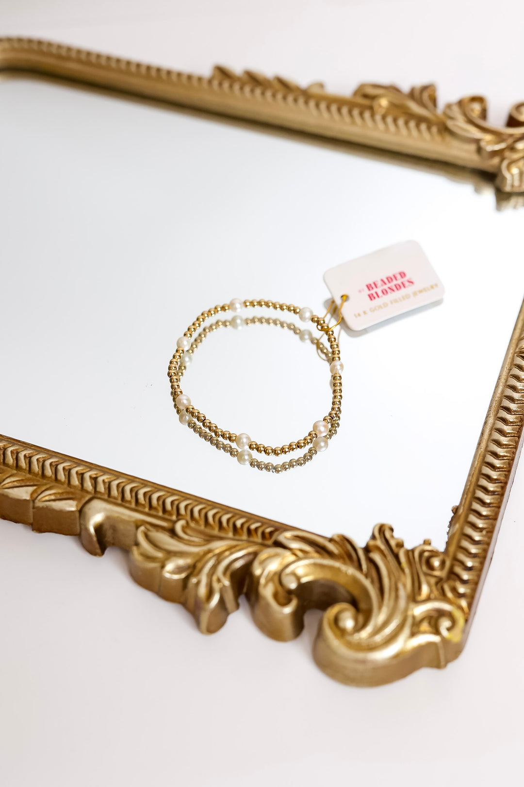 Beaded Blondes | Kate Pearl Bracelet in Gold