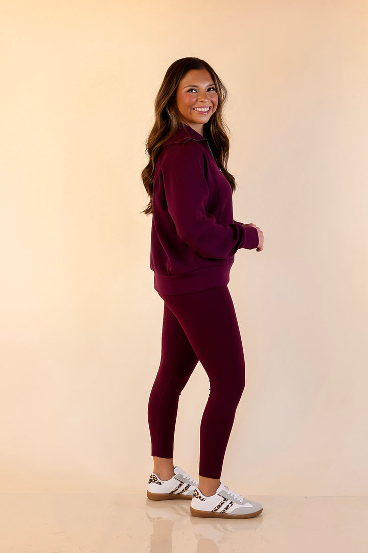 SPANX | Booty Boost® Performance and Shaping 7/8 Leggings in Plum Berry (Maroon)