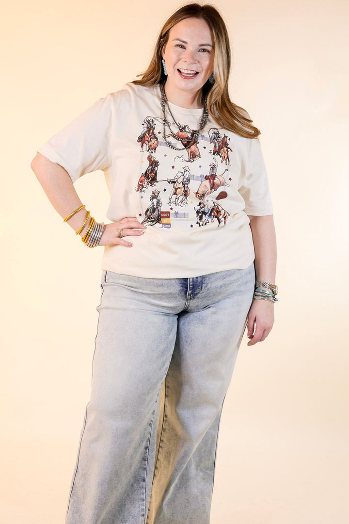 XOXO Art & Co | Rodeo Events Short Sleeve Graphic Tee in Natural Cream