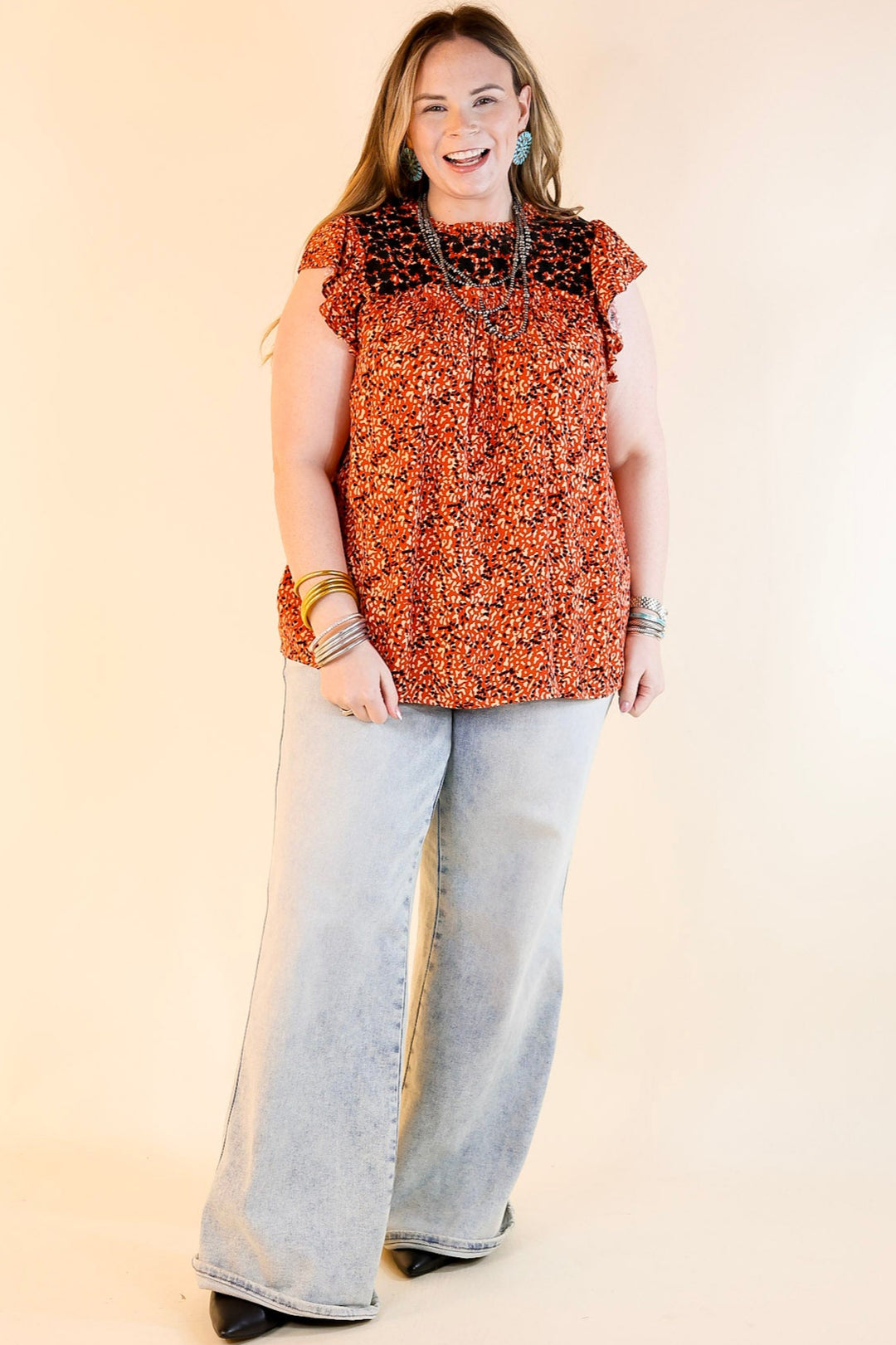 Overlook Hotel Floral Embroidered Top in Red