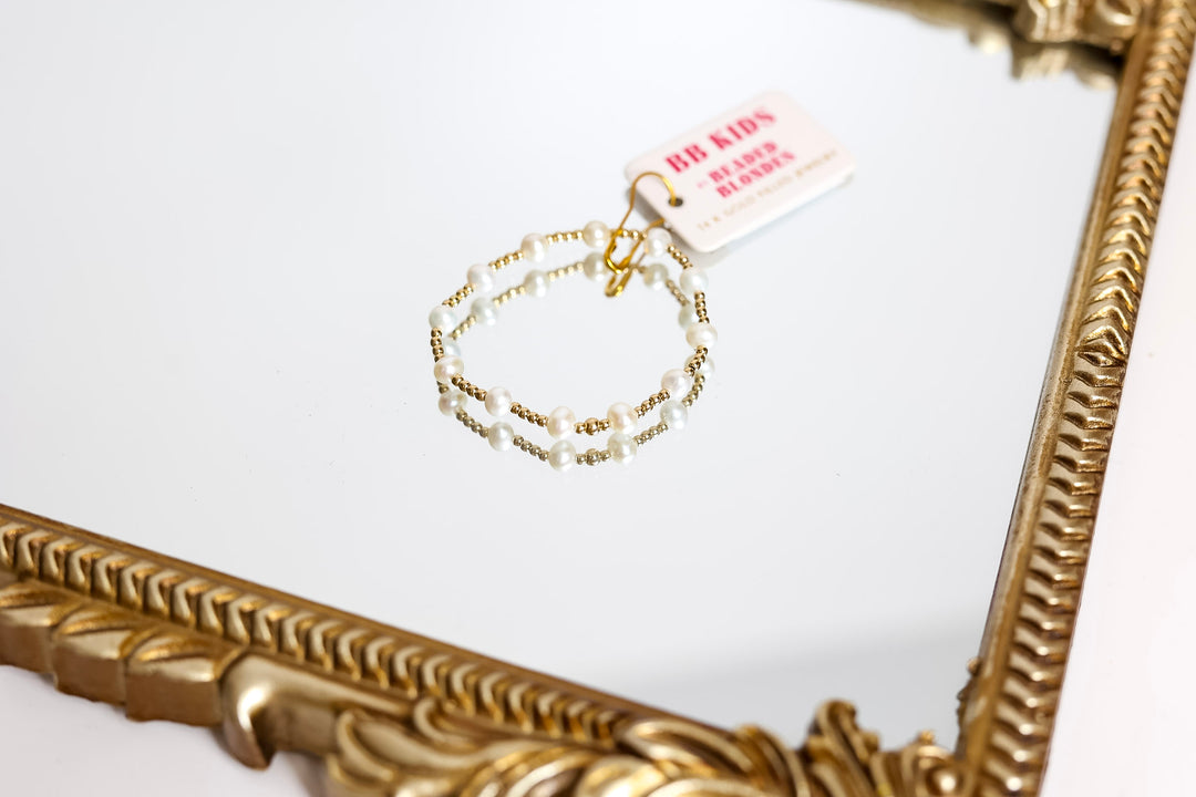 Beaded Blondes | Babies Lolo Gold Beaded Bracelet with Freshwater Pearls