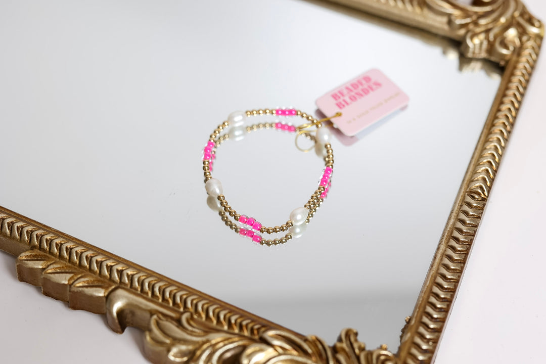 Beaded Blondes | Hot Pink Pearl Poppi Bracelet