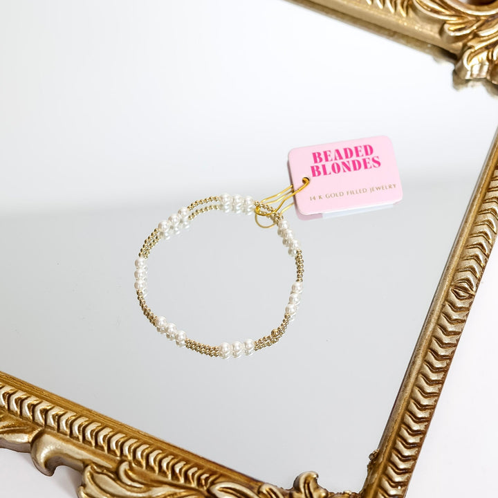 Beaded Blondes | ILY Pearl Bracelet in Gold