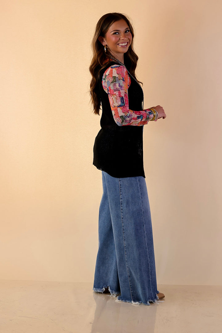 Effortlessly Elevated Textured Knit Front Clasp Sweater Vest in Black