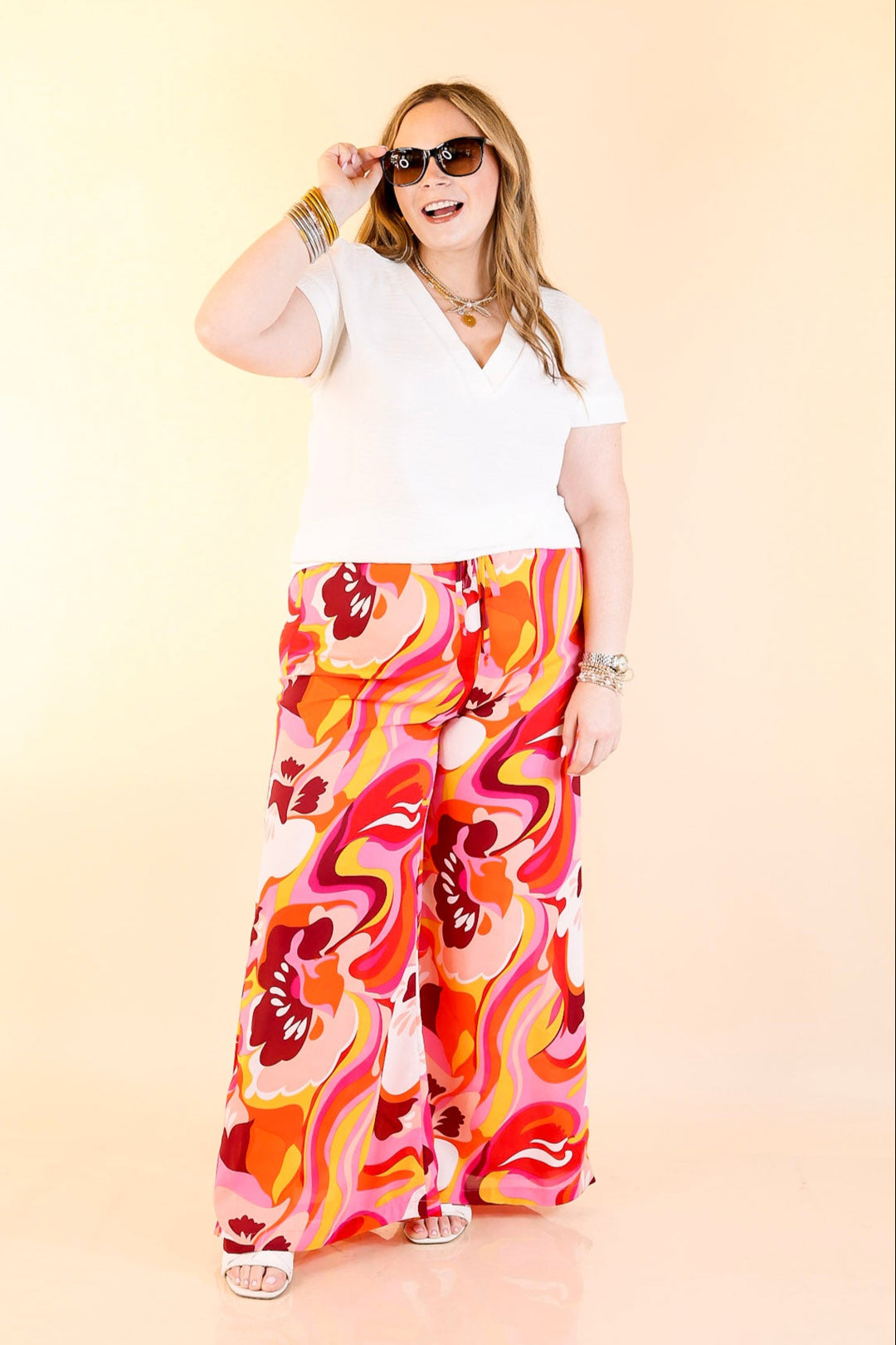 Dance with Me Straight Leg Pants in Pink Mix