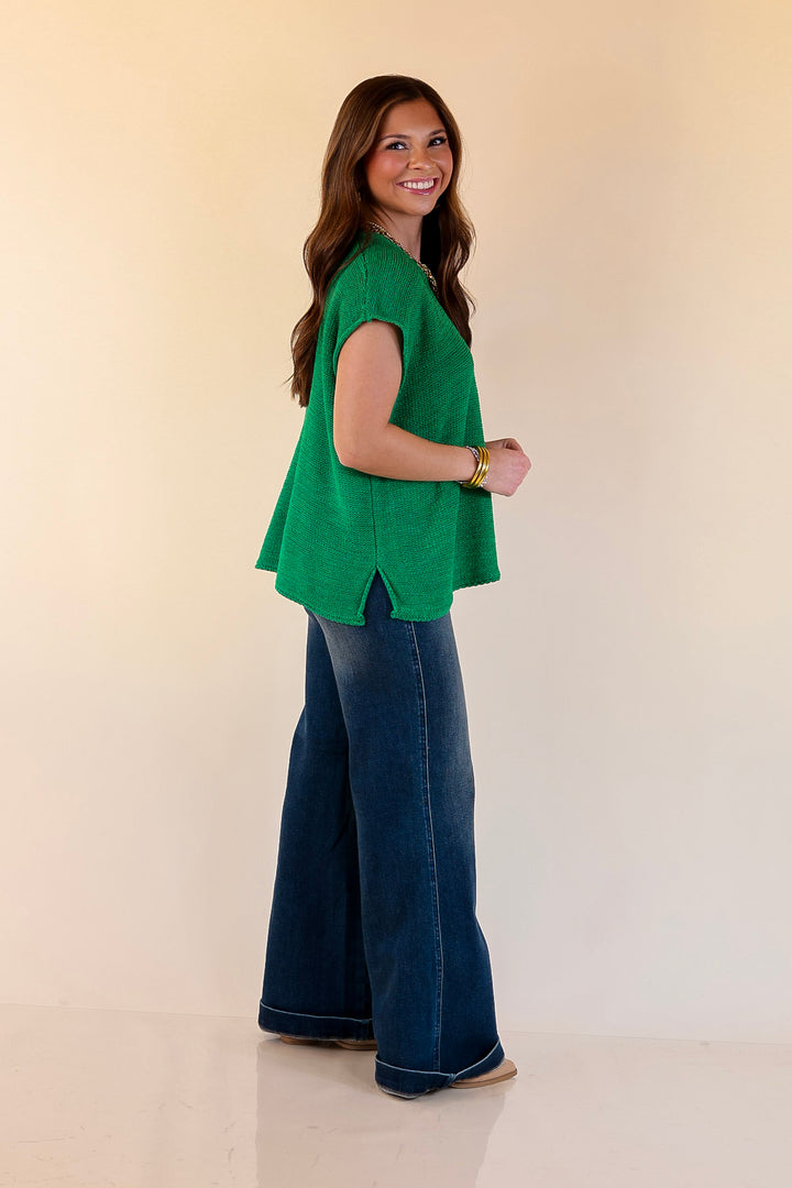 Forever Favorite Oversized Crew Neck Sweater Vest in Kelly Green