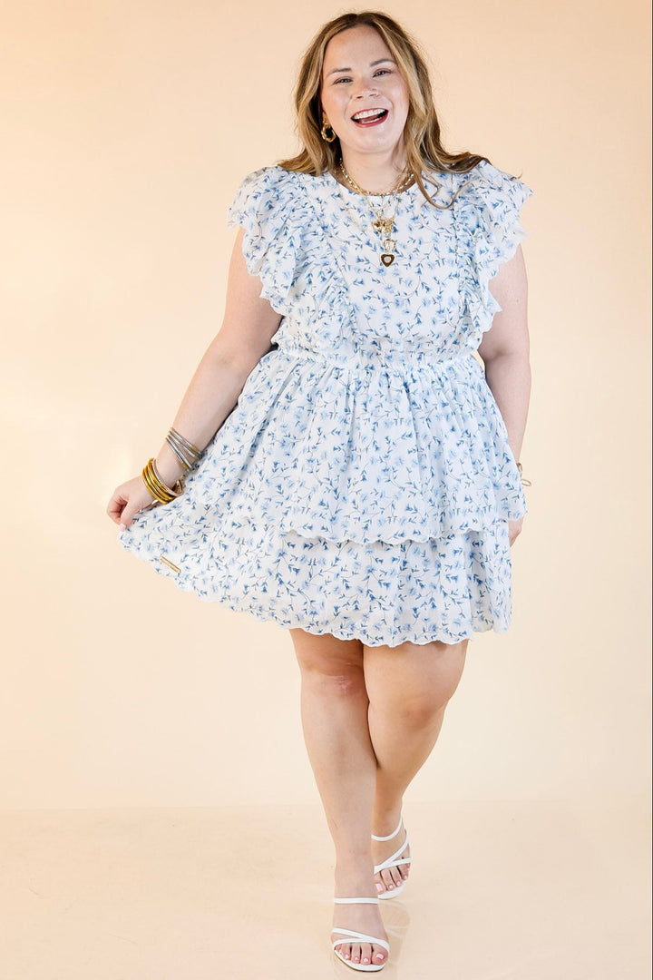 Simply Southern | Daisy Dreams Tiered Floral Print Dress with Ruffle Cap Sleeves in White