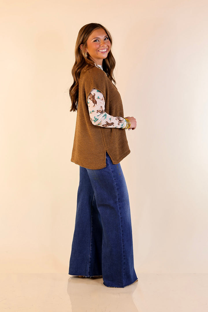 Forever Favorite Oversized Crew Neck Sweater Vest in Camel Brown