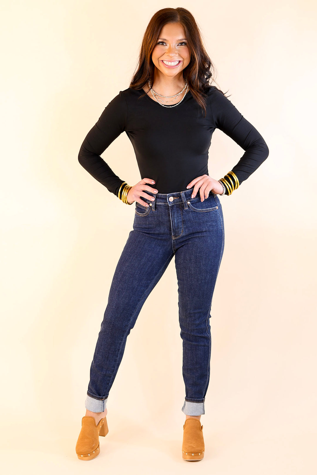 Judy Blue | Clean Cut Tummy Control Classic Skinny Jean in Dark Wash