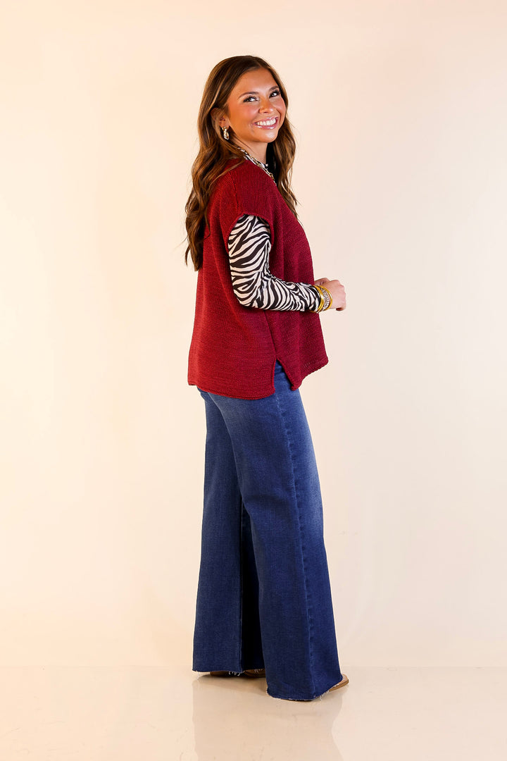 Forever Favorite Oversized Crew Neck Sweater Vest in Maroon
