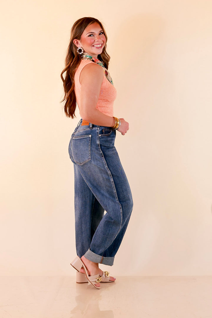 Simply Essential Sleeveless Ribbed Knit V Neck Tank Top in Orange