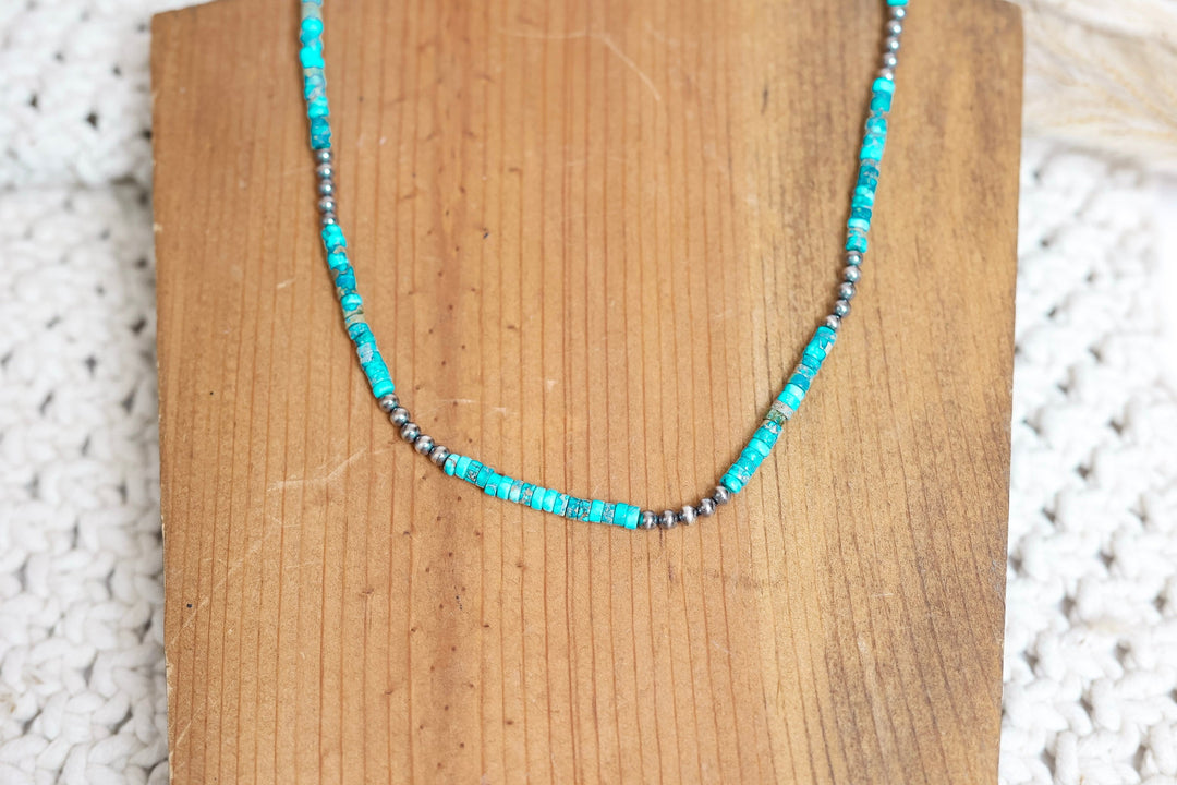 Navajo | Navajo Handmade Turquoise Beaded Necklace with Navajo Pearls