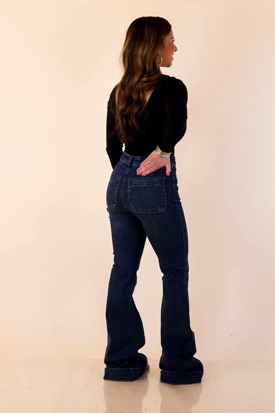 Judy Blue | Flattering Form Trouser Flare Jean in Dark Wash