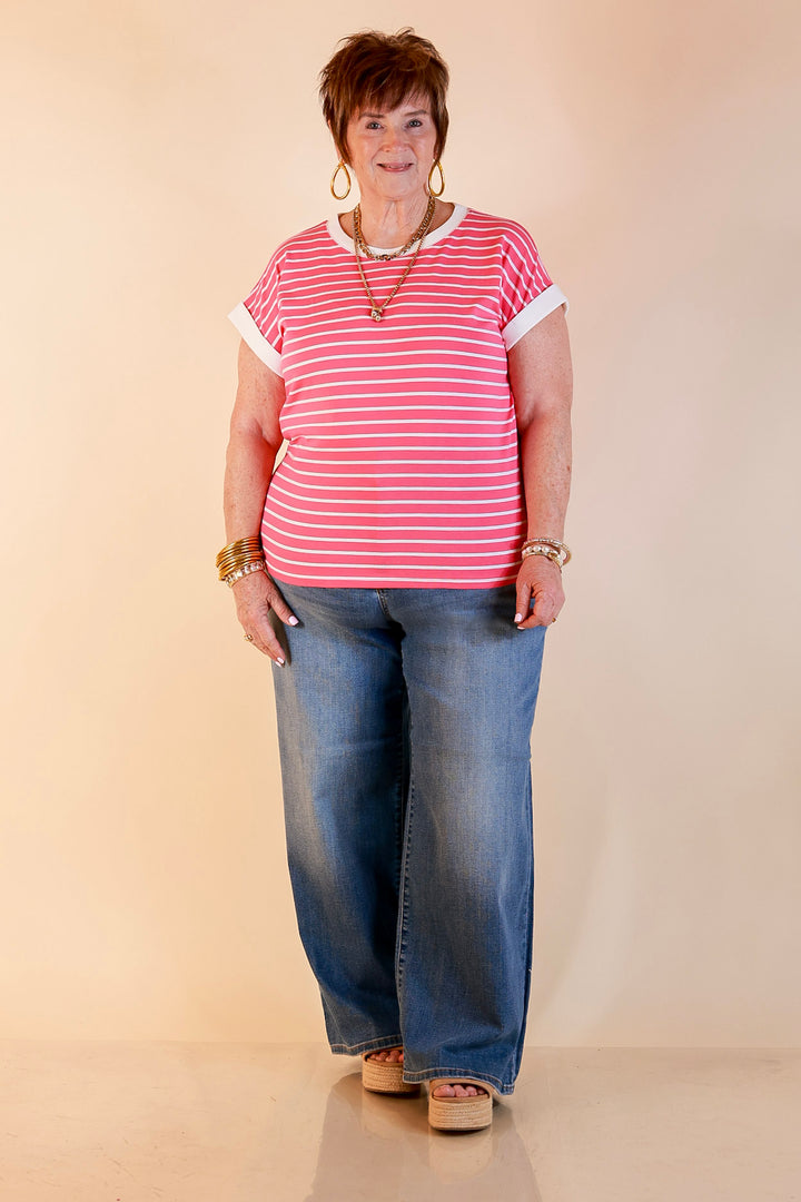 Judy Blue | Go With Everything Double Button Fly Wide Leg Column Trouser Jean in Medium Wash