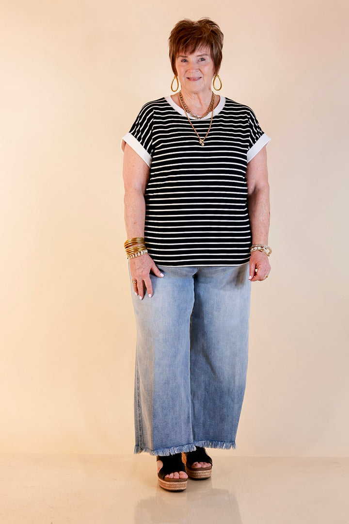 Judy Blue | Lighten the Mood Release Hem Cropped Wide Leg Jeans in Light Wash