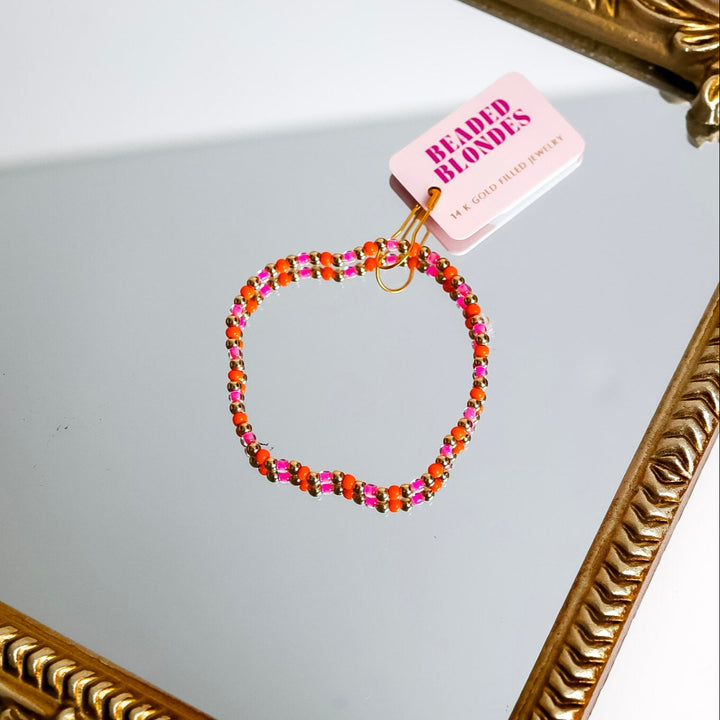 Beaded Blondes | Hot Pink and Orange Demi Bracelet