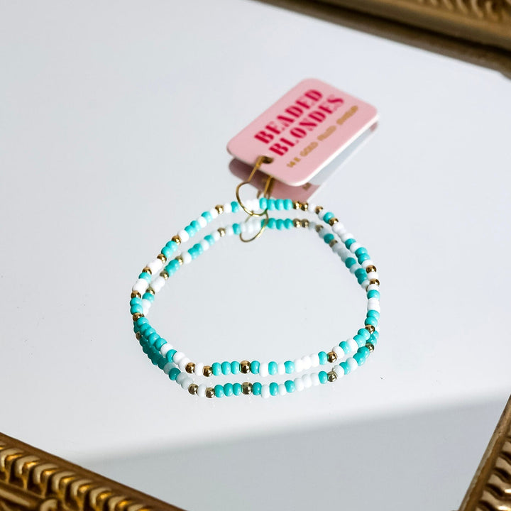 Beaded Blondes | Turquoise and White Sprinkle Bracelet