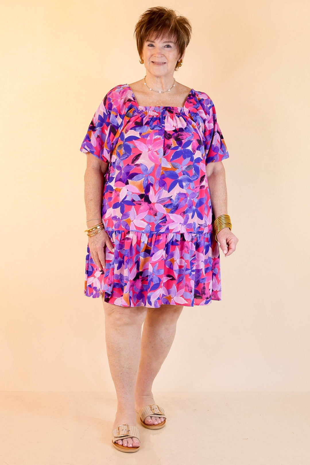 Blossoming Beauty Floral Print Dress in Magenta Pink