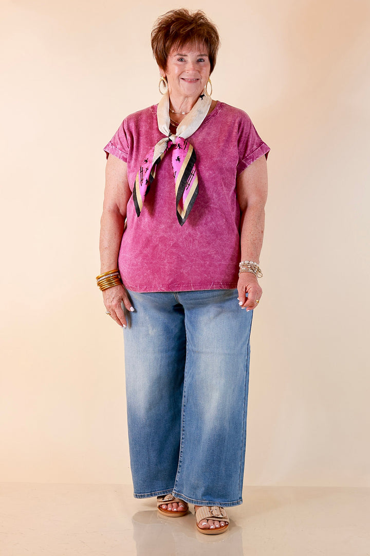 Chic Made Easy Short Sleeve Shirt in Plum Purple