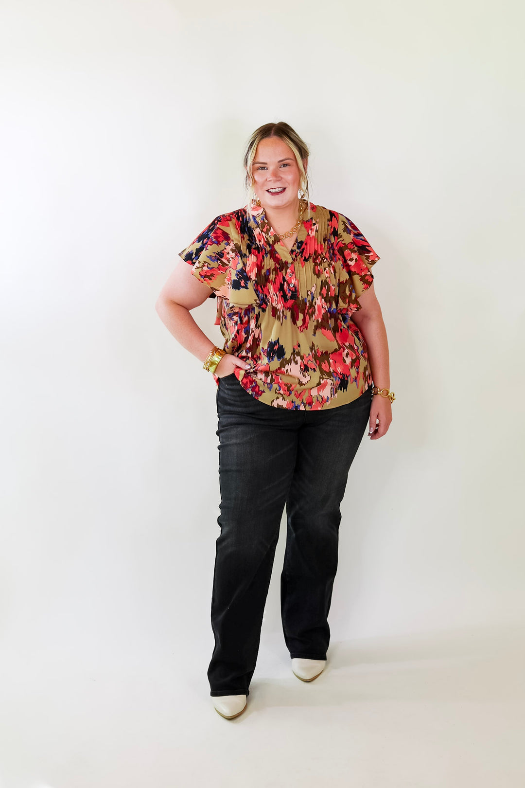 Endless Charisma Short Sleeve Blouse in Mocha Brown - Giddy Up Glamour Boutique