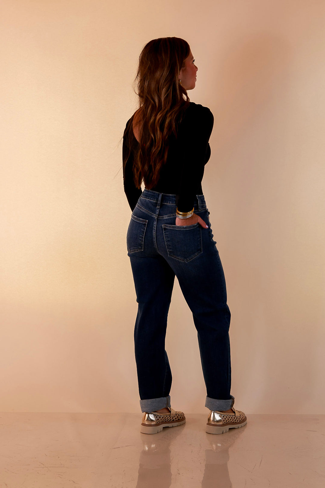 Judy Blue | Keep it Simple Billie Boyfriend Denim Jeans in True Indigo Dark Wash