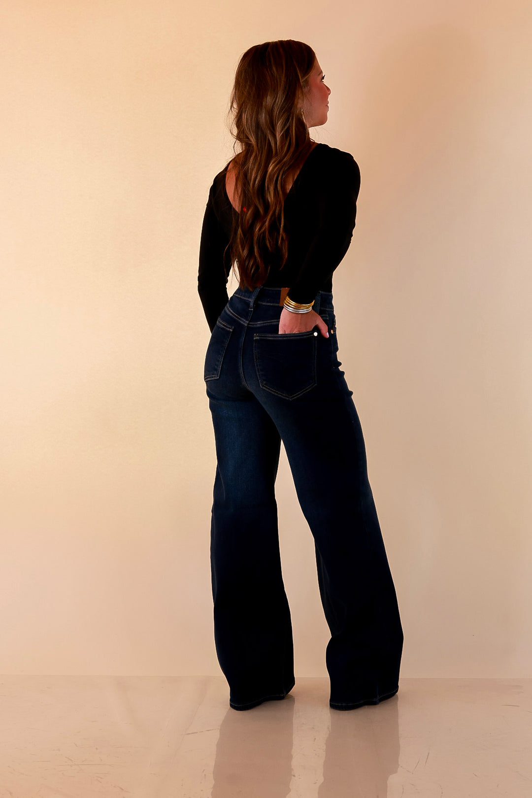Judy Blue | Lasting Impression Lux Retro Wide Leg Jeans in Dark Twilight Blue Wash