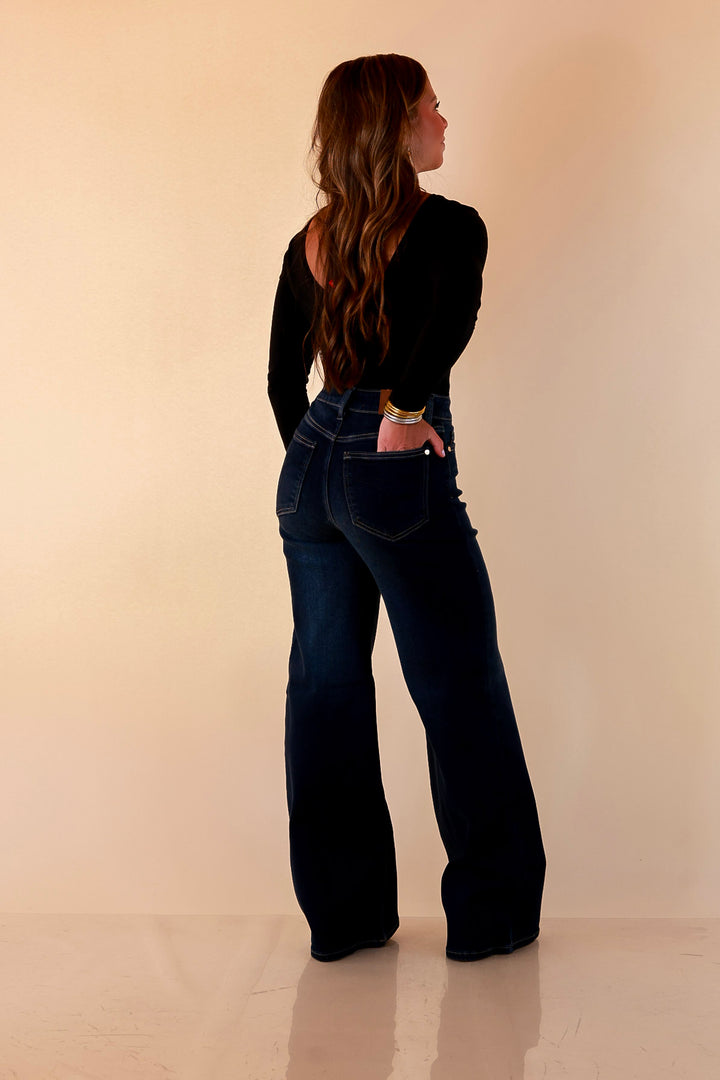 Judy Blue | Lasting Impression Lux Retro Wide Leg Jeans in Dark Twilight Blue Wash