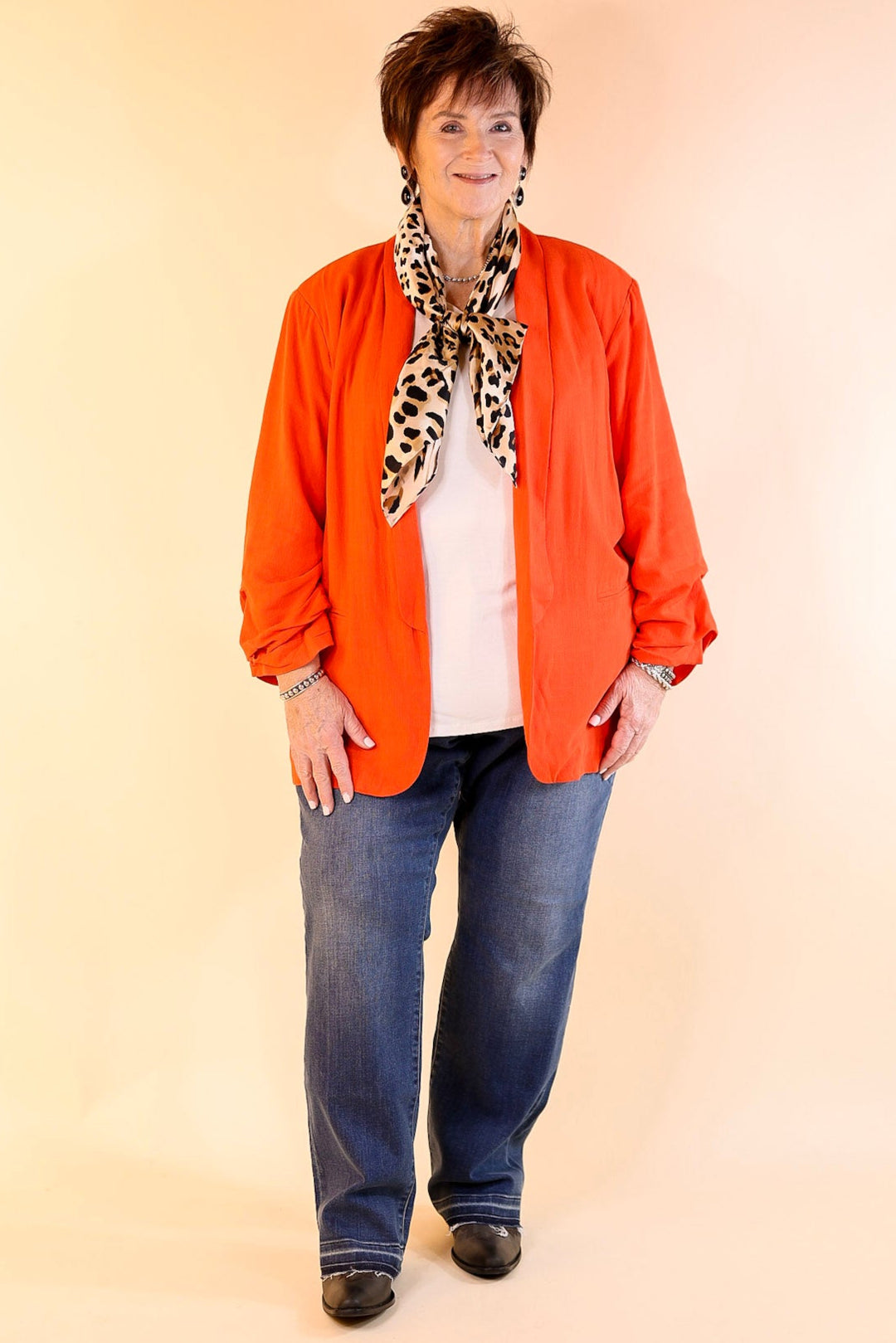 Promise Me Open Front Linen Blazer in Red