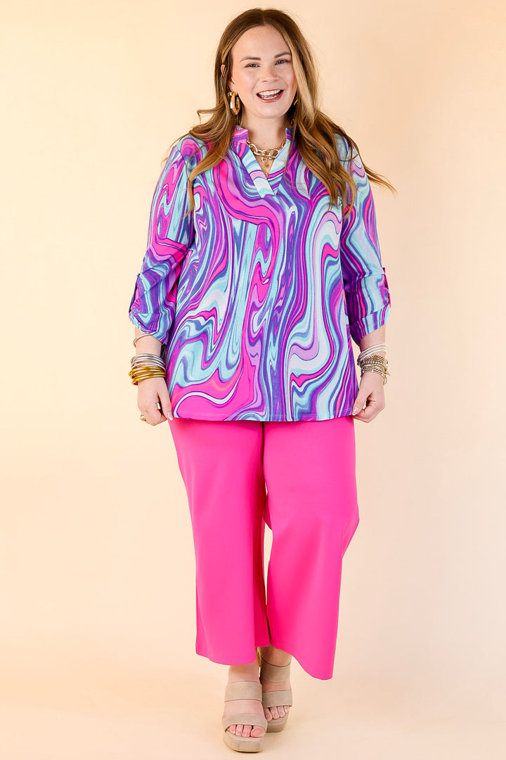 Confident Stride Cropped Wide Leg Pant in Hot Pink