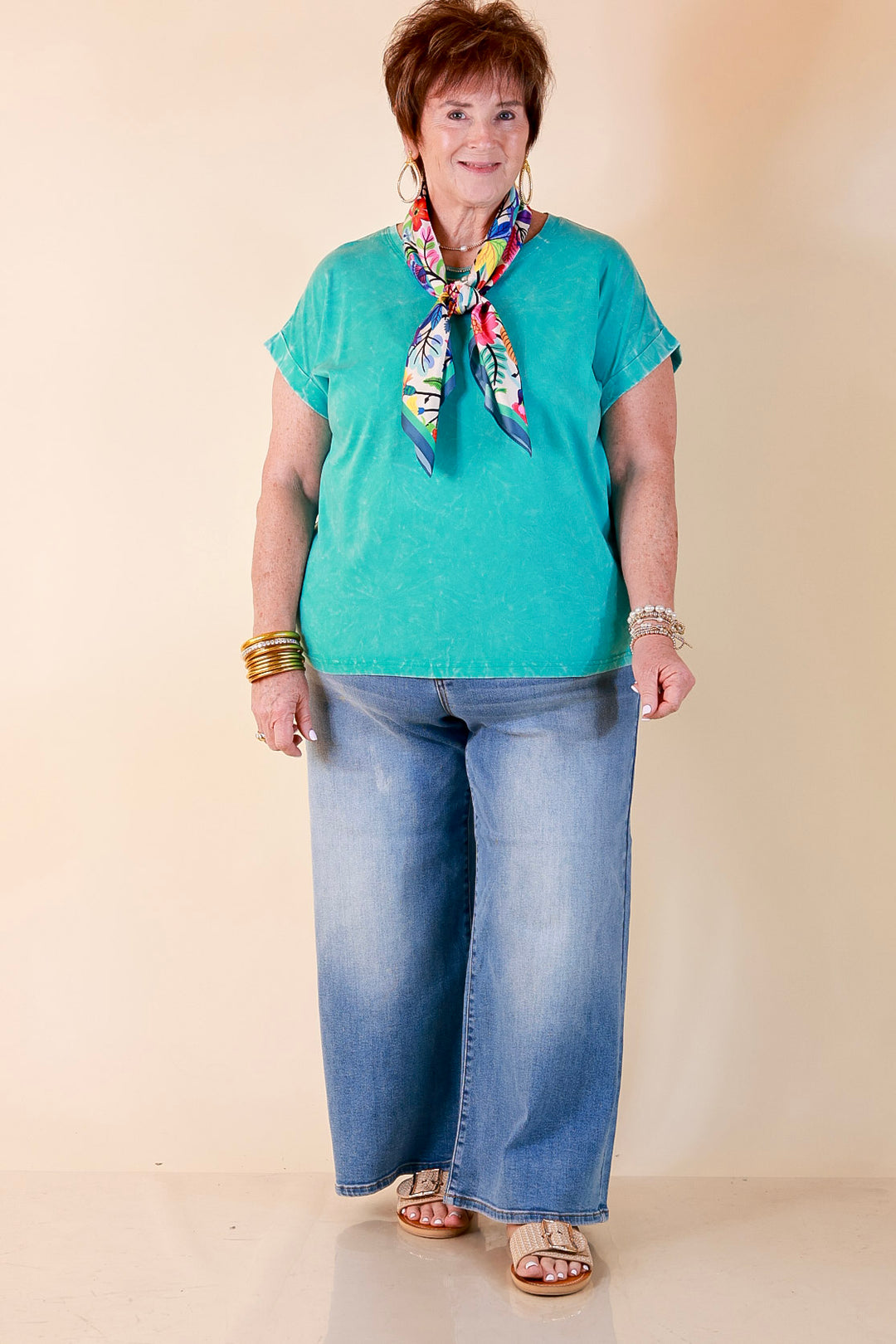 Chic Made Easy Short Sleeve Shirt in Turquoise